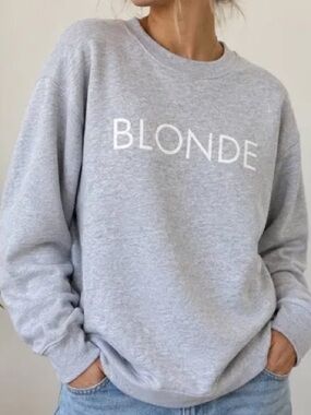 Brunette The Label NWT  "Blonde" Crew Neck Sweater Medium Large Casual Ret $109